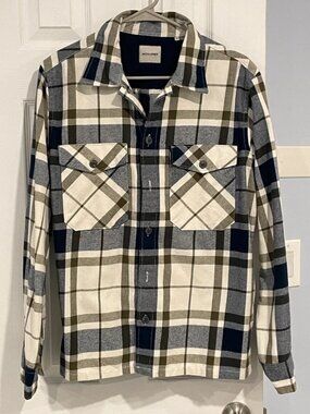 Jack & Jones Men’s Plaid Flannel Button Up Overshirt M